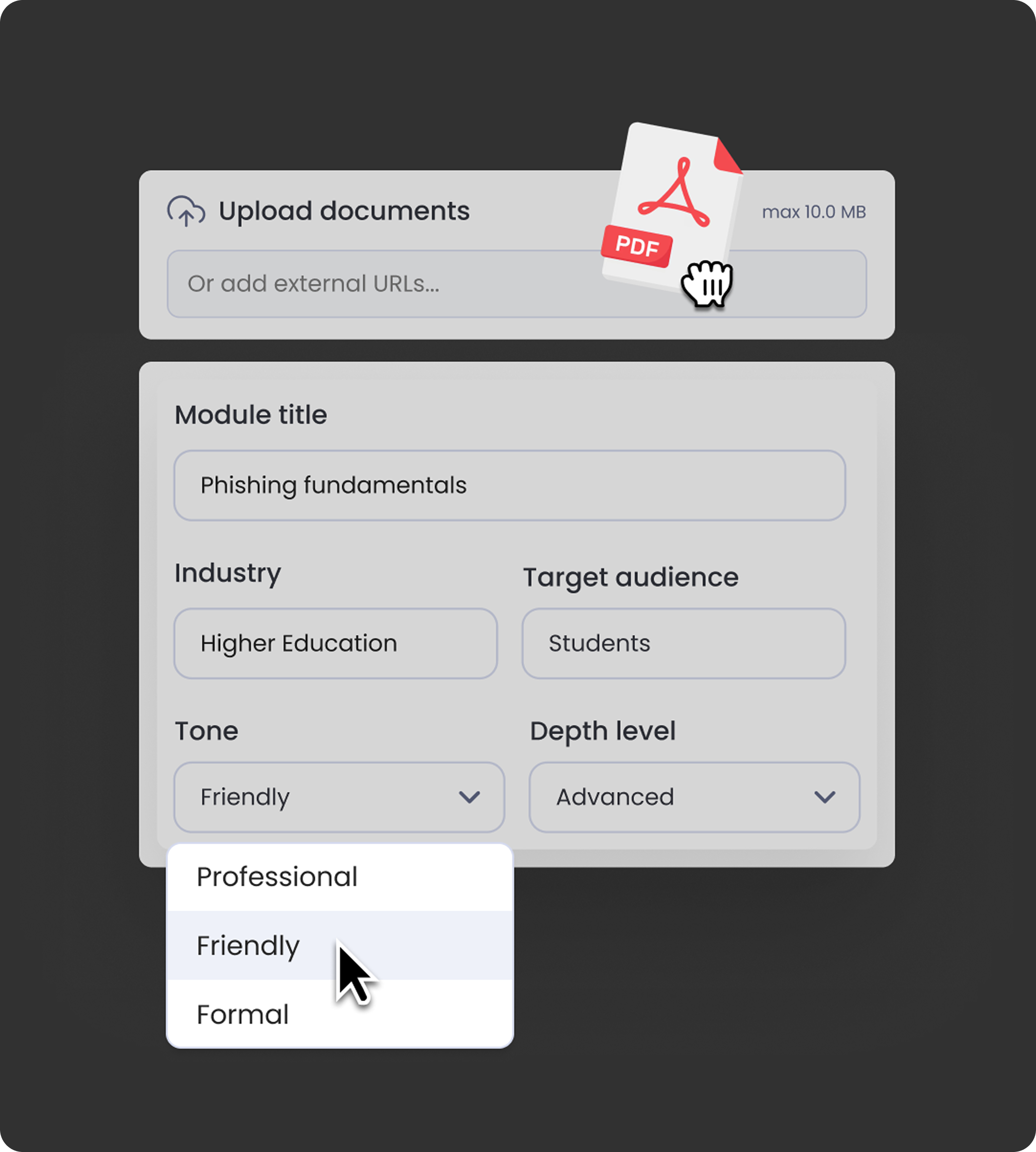 AI generating an on-brand module from your policies