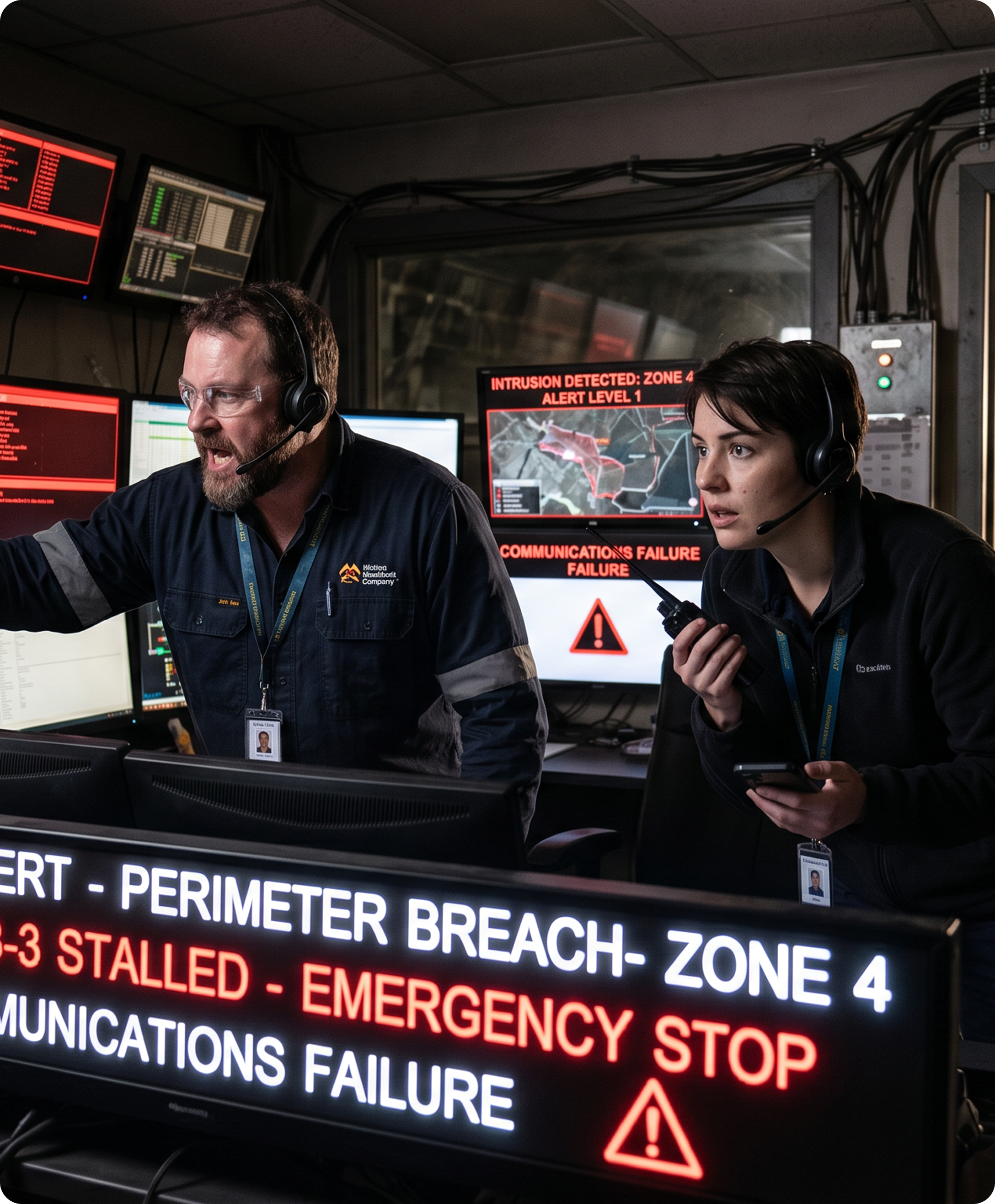 Mining security engineer completing a SCADA security audit at a control cabinet