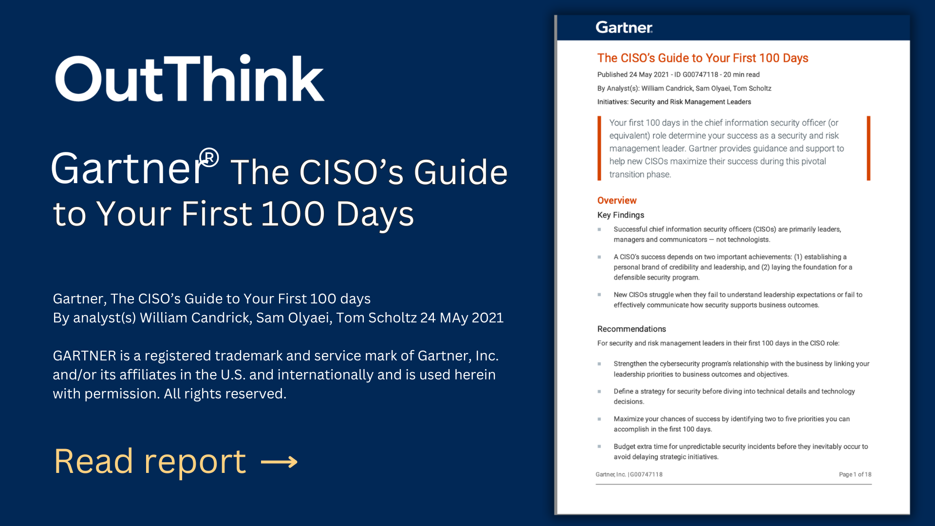 Gartner CISO guide OutThink security awareness training